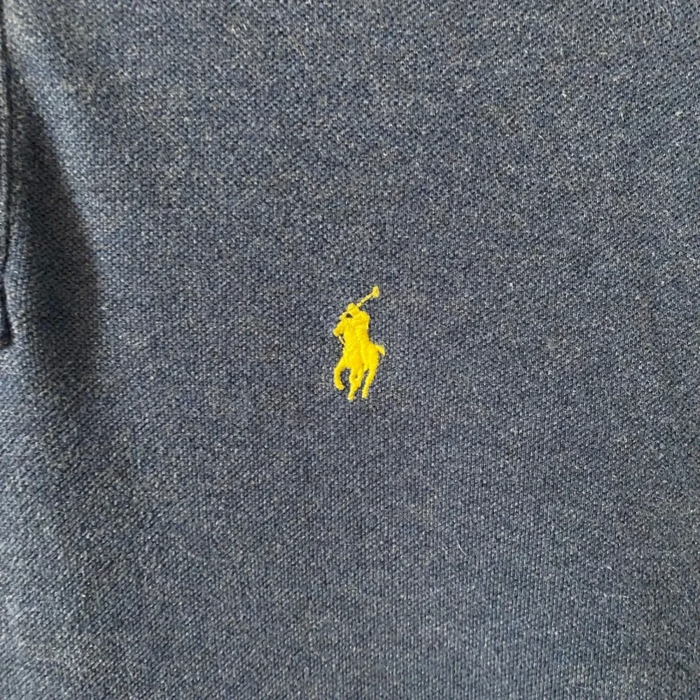 Polo Ralph Lauren Mens XL Navy Blue Short Sleeve Pique Polo Yellow Pony Logo